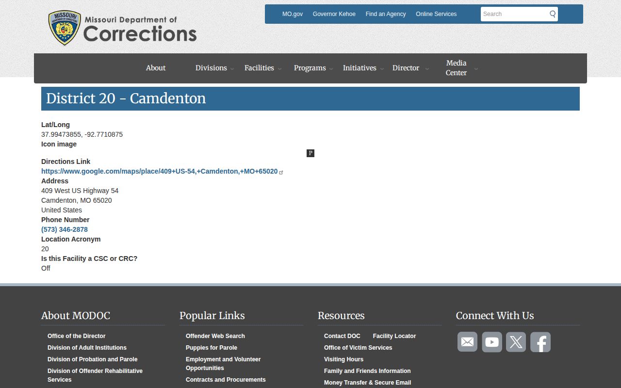 Camden County District 20 post-release supervision office listing