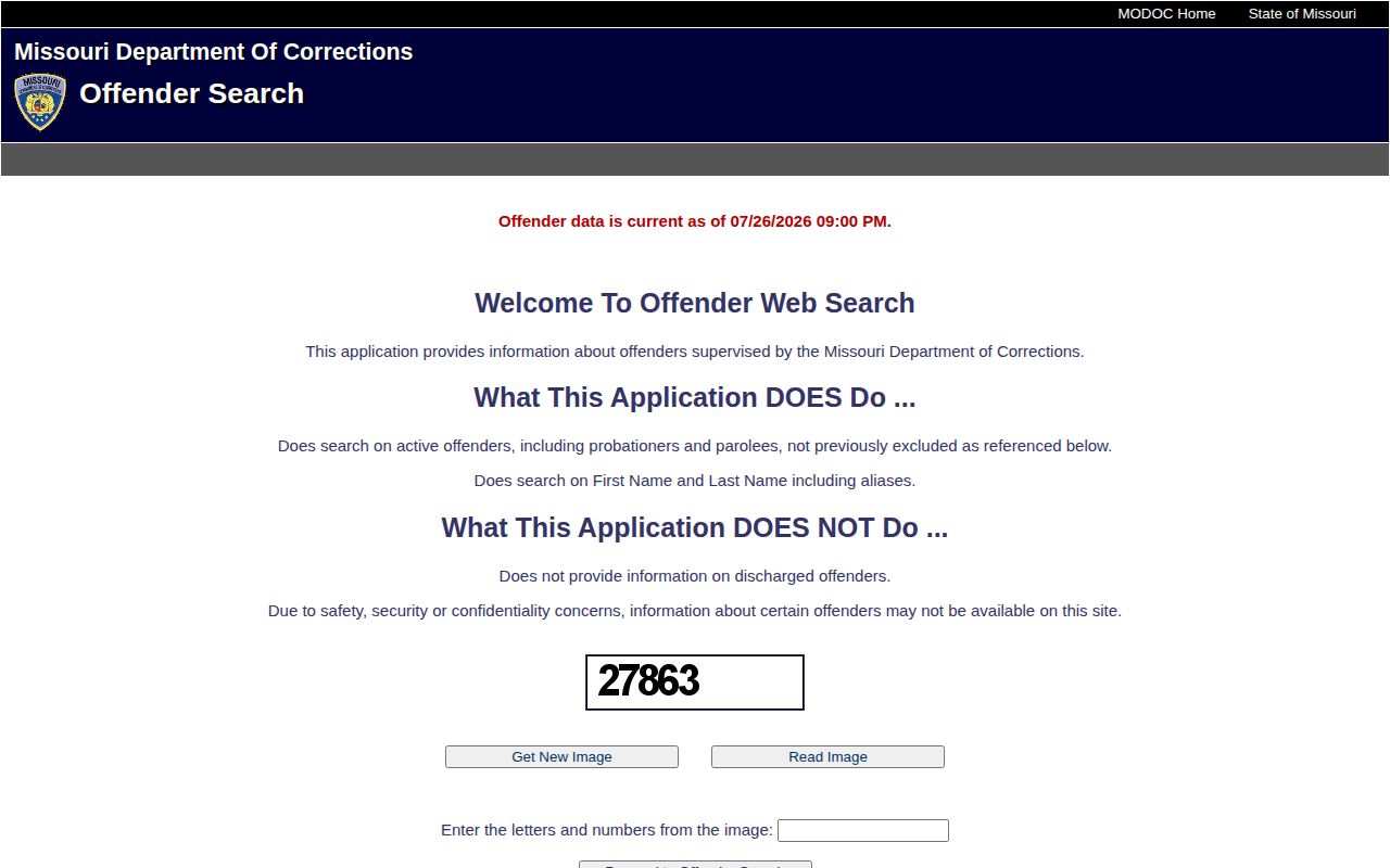 Missouri DOC search for Camden County released inmate and supervision records