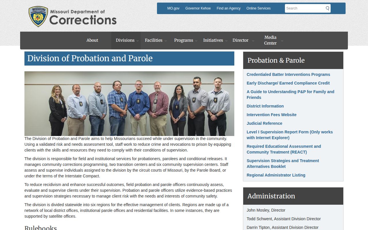 Missouri probation and parole source for Camden County post-release supervision